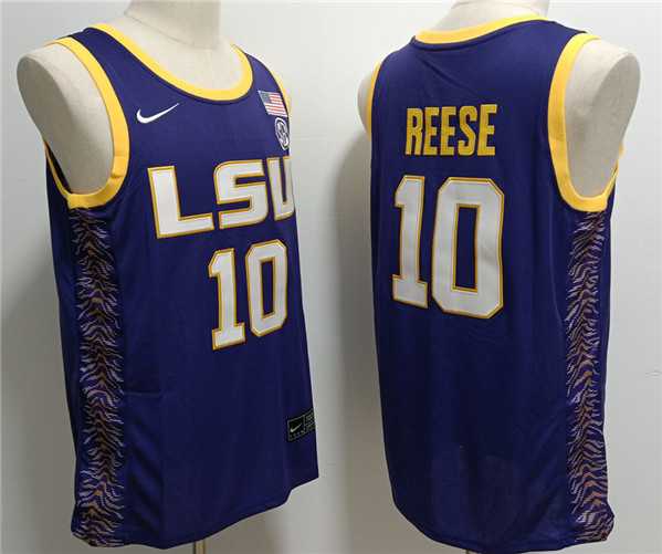 Men%27s LSU Tigers #10 Angel Reese Purple Stitched Jersey